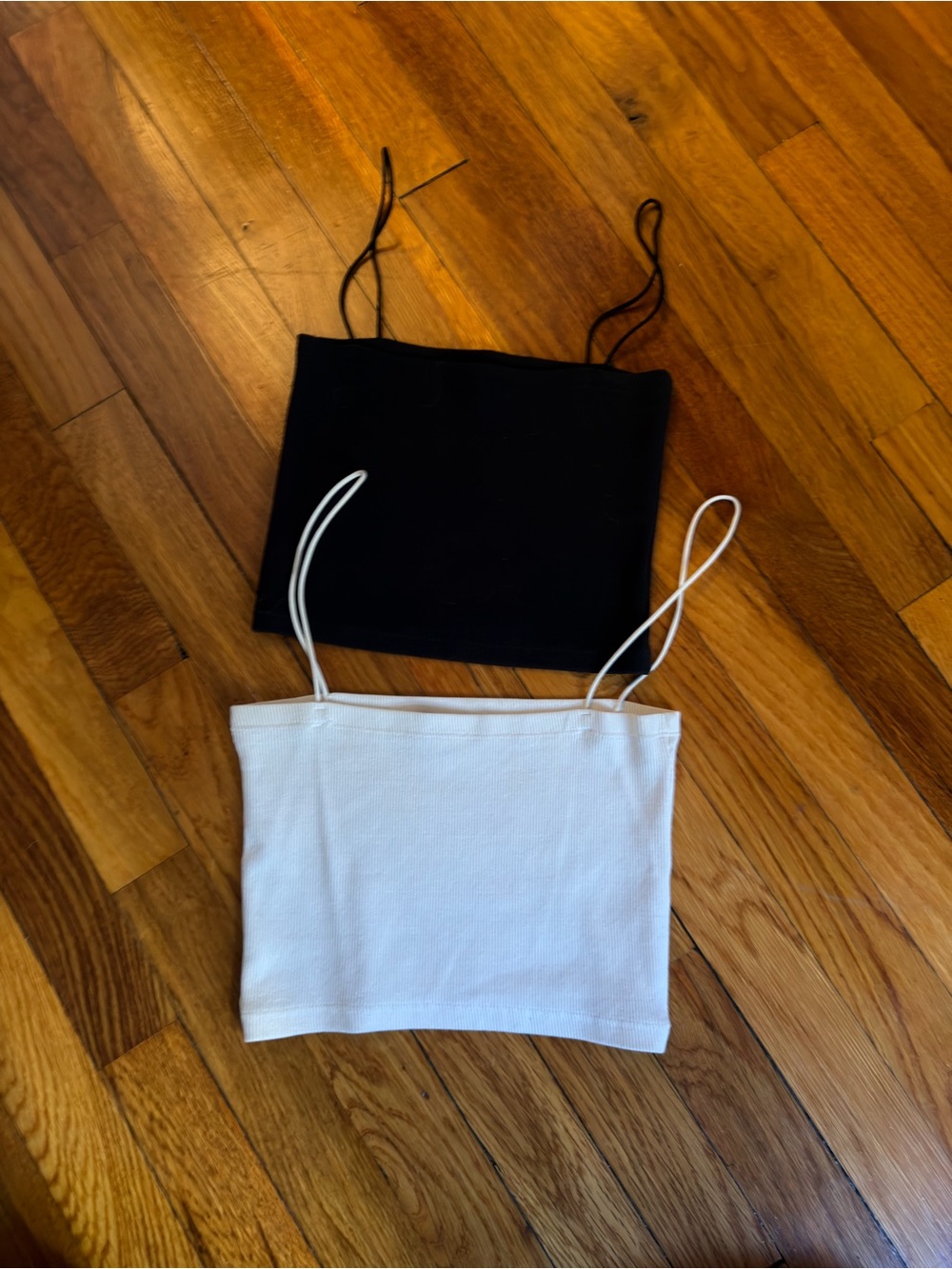 Zara Black & White Ribbed Bandeau Cami Set